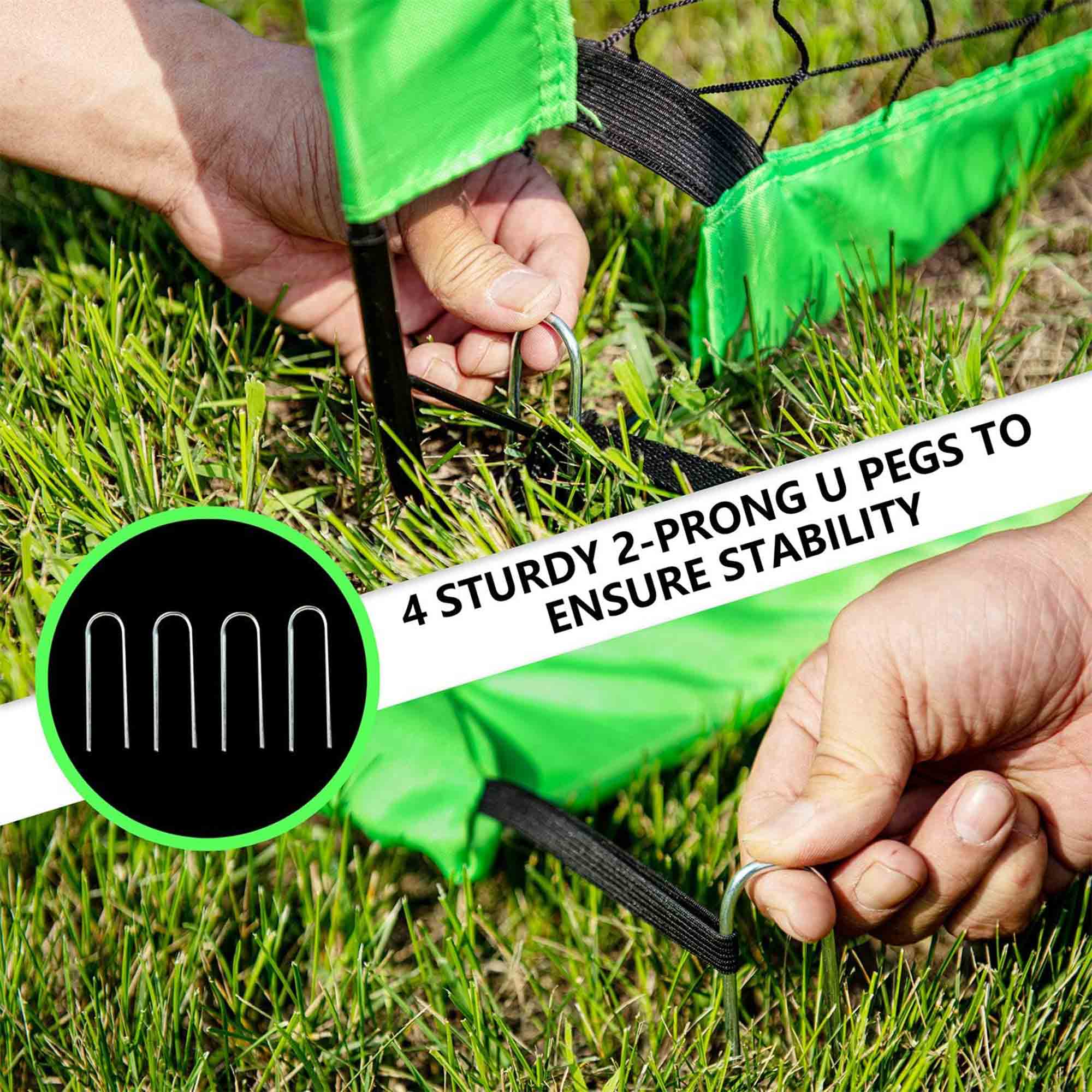 4 STURDY 2-PRONG U PEGS TO ENSURE STABILITY