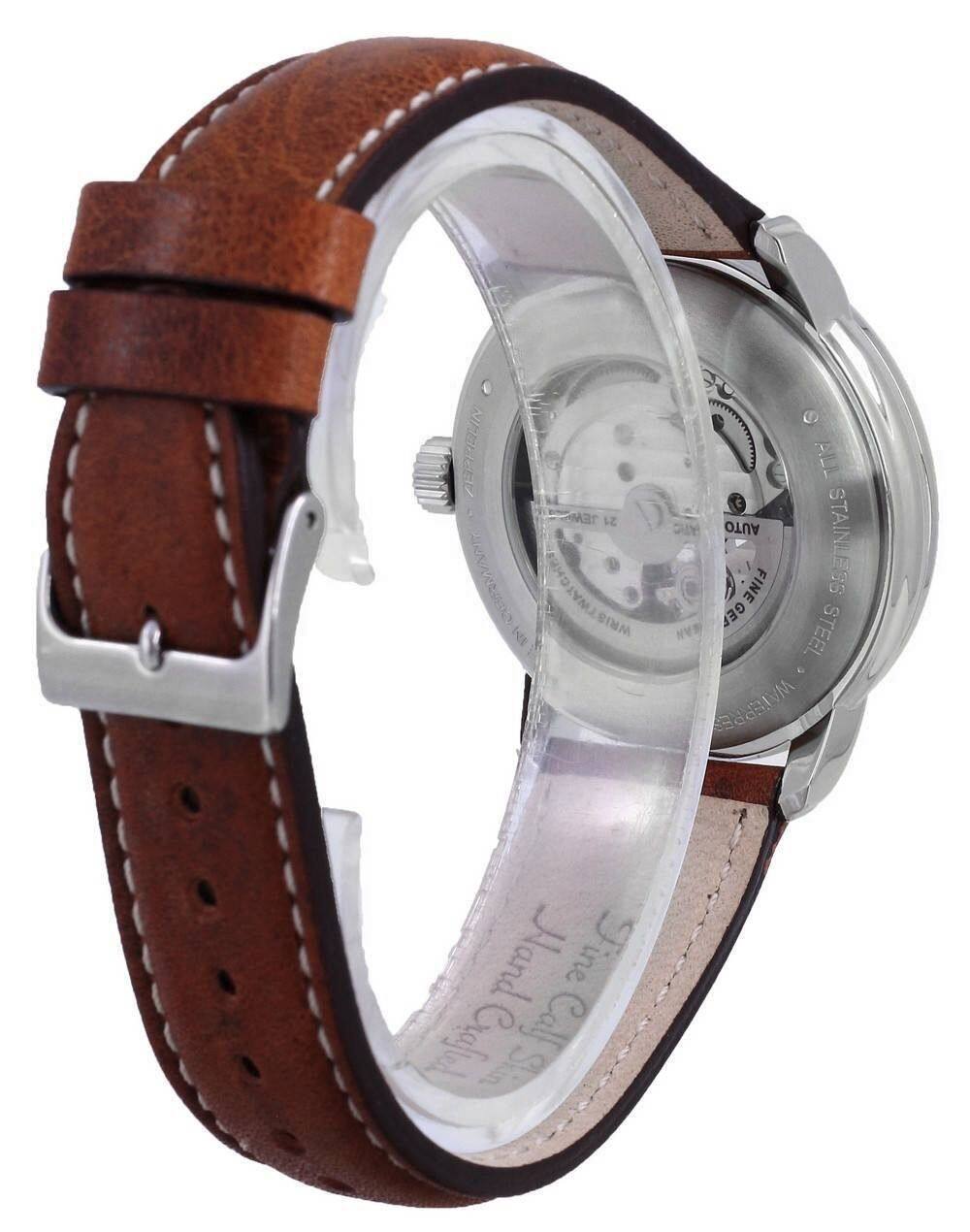Zeppelin LZ127 Graf Open Heart Leather Automatic 7666 4 76664 Men's ...