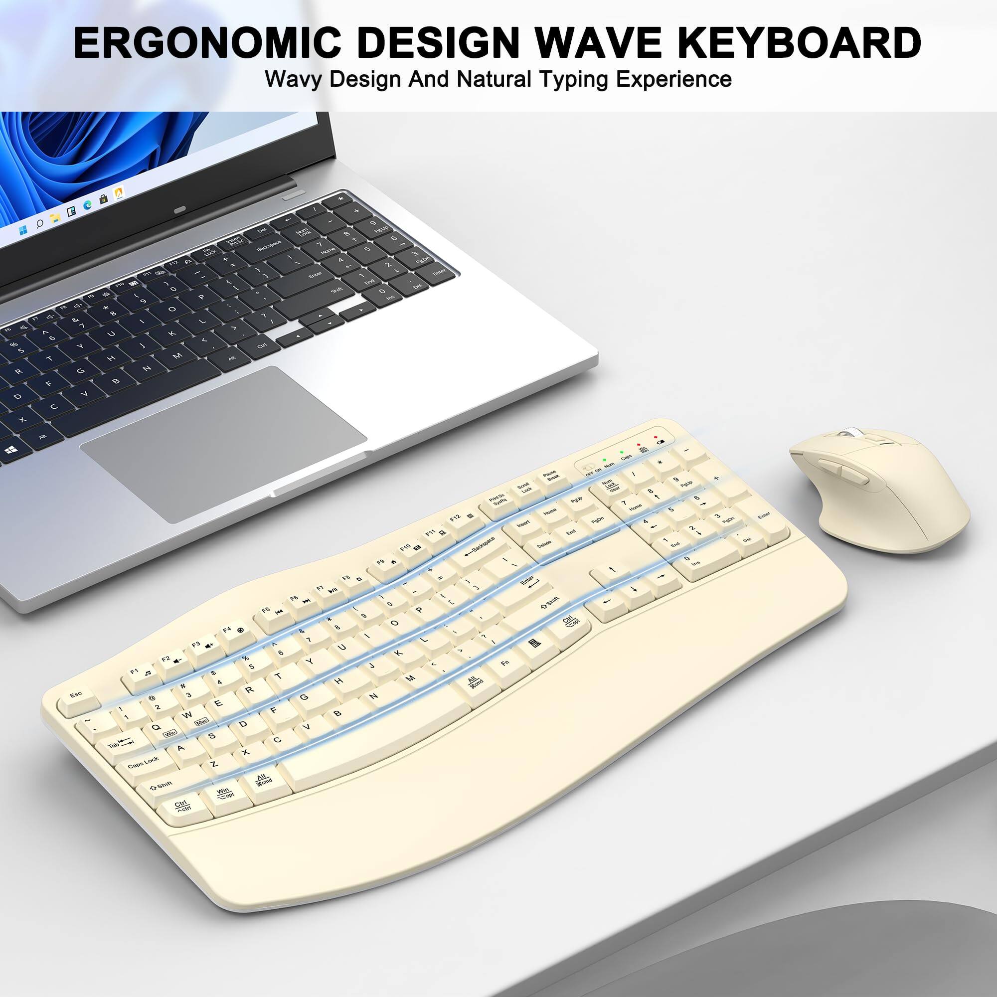 ERGONOMIC DESIGN WAVE KEYBOARD  
Wavy Design And Natural Typing Experience