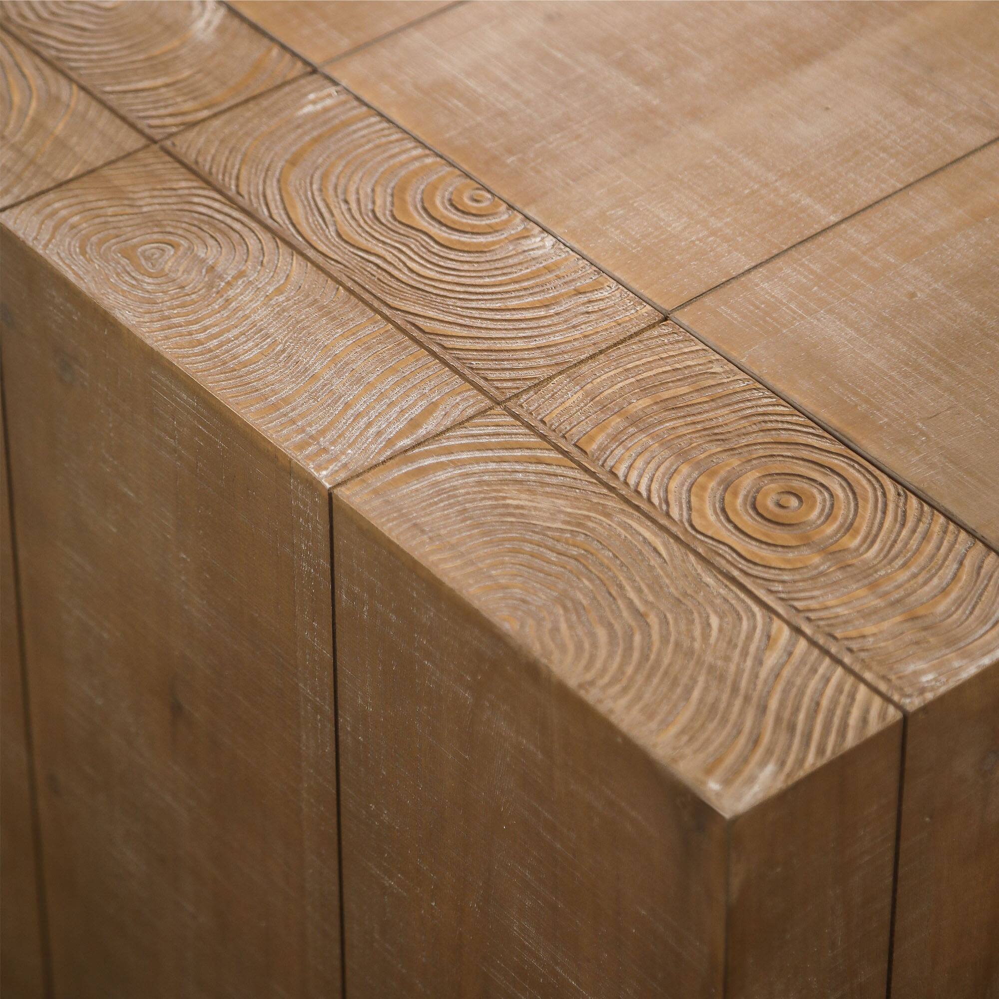 Alt View 2. Lirago - 49" natural Rustic Wood Coffee Table Modern Farmhouse Rectangular with Wood Thick Design - Beige.