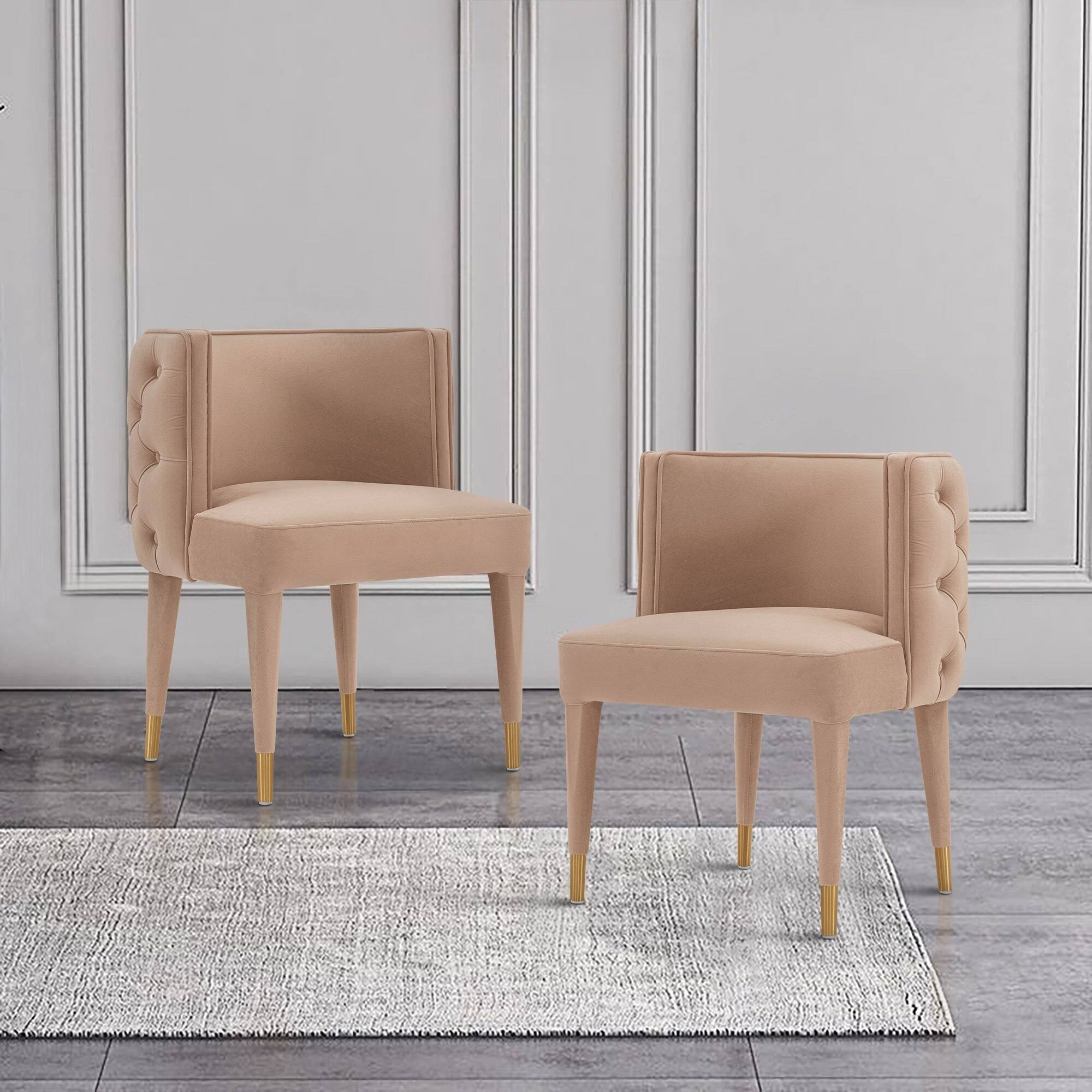 Angle. Manhattan Comfort - Maya Modern Velvet Dining Chair - Nude.