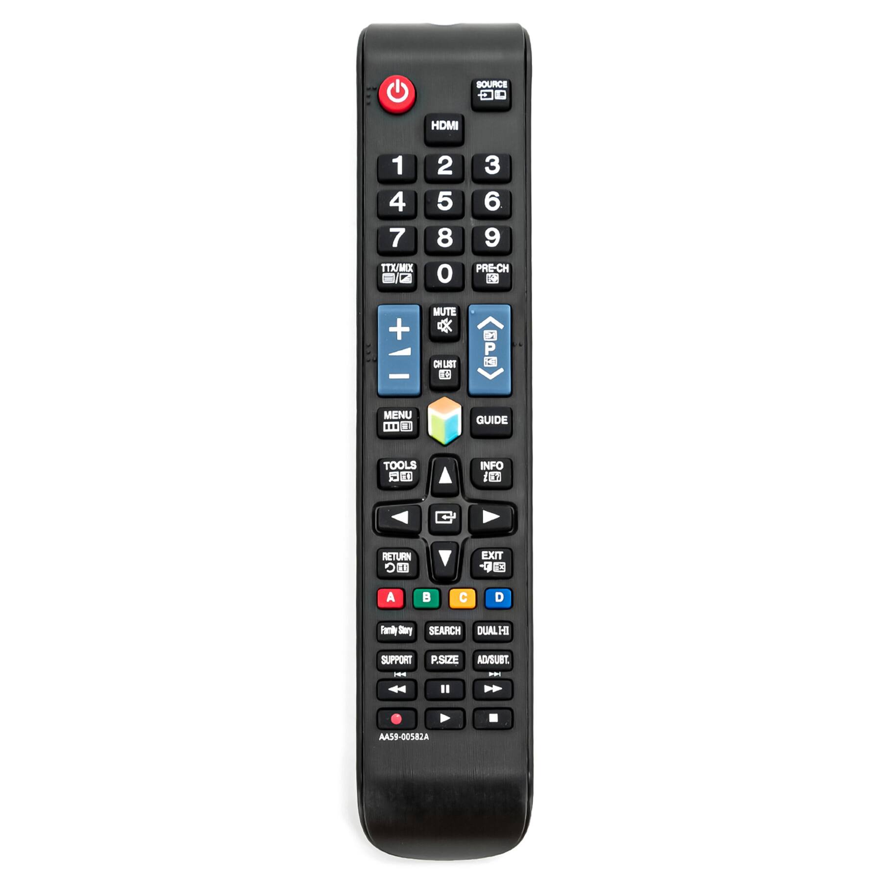 SOURCE HDMI 1 2 3 4 5 6 7 8 9 0 PRE-CH D + MUTE x CHLIST TX/MIX - MENU TOOLS INFO C RETURN EXIT A B Family Safe SEARCH DUAL-HI P.SIZE AD/SUBT SUPPORT P.HELP AA59-00582A