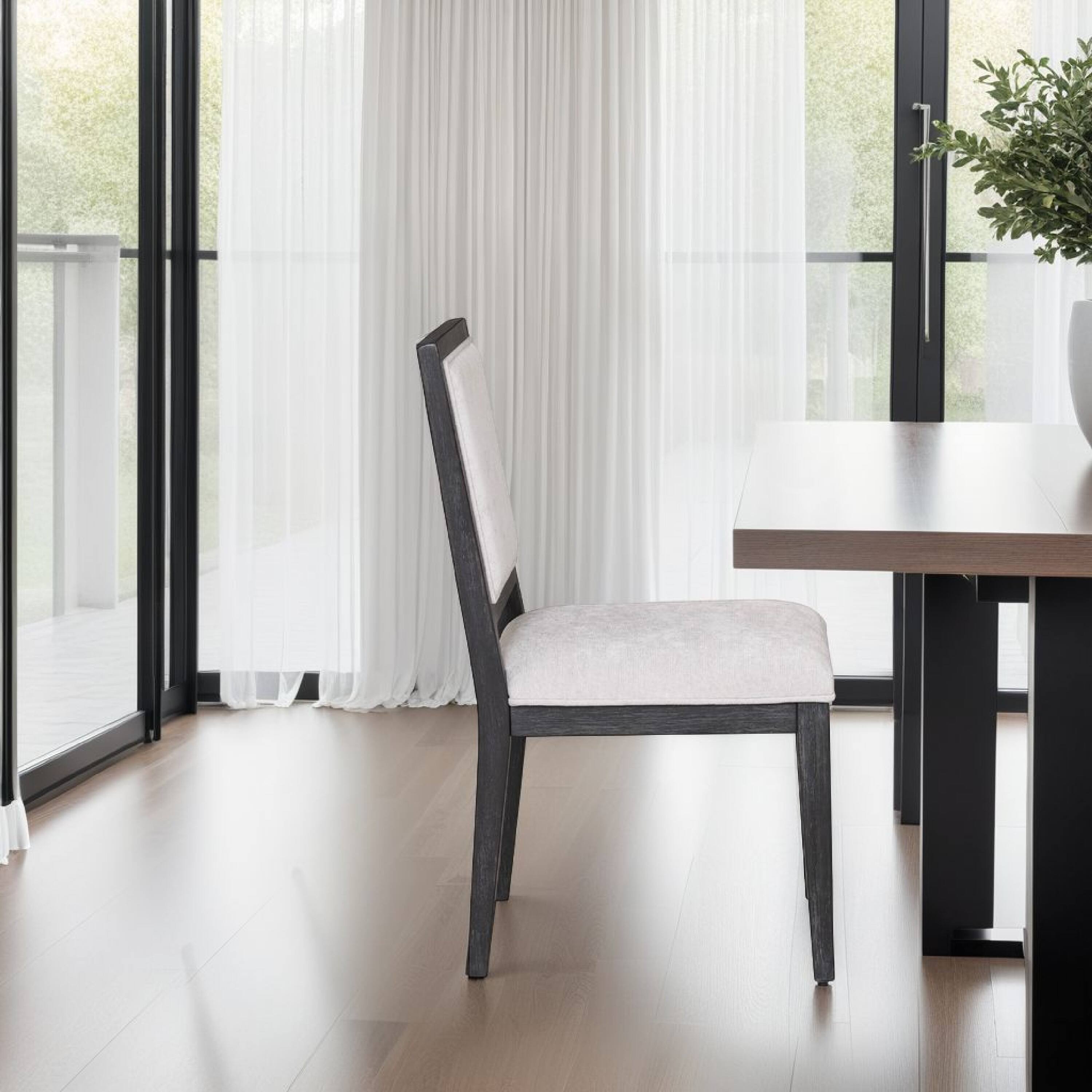 Alt View 5. Manhattan Lane - Kizie Dining Side Chair Set of 2, Farmhouse Panel Design, Black Wood - Black, White.