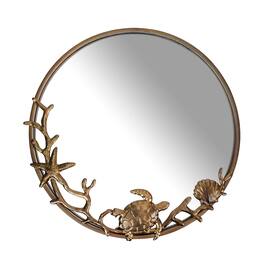 Zeckos - Wall Mounted Mirror Coastal Sea Turtle Coral 20.5 in Metal Glass - Bronze