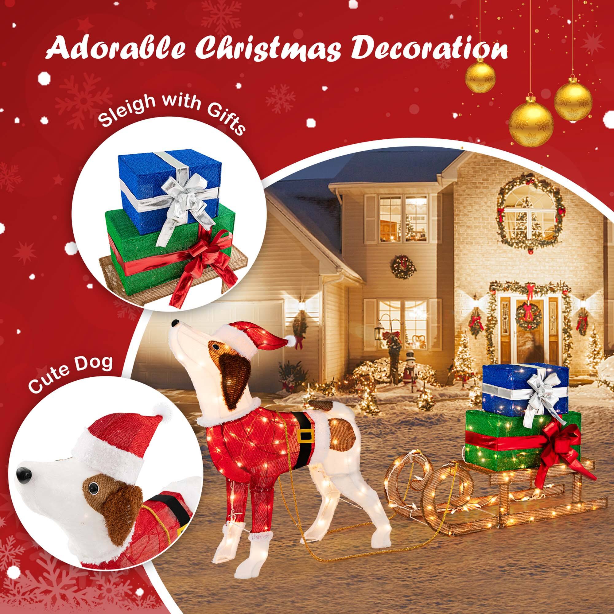 Adorable Christmas Decoration Sleigh with Gifts Dog Cute