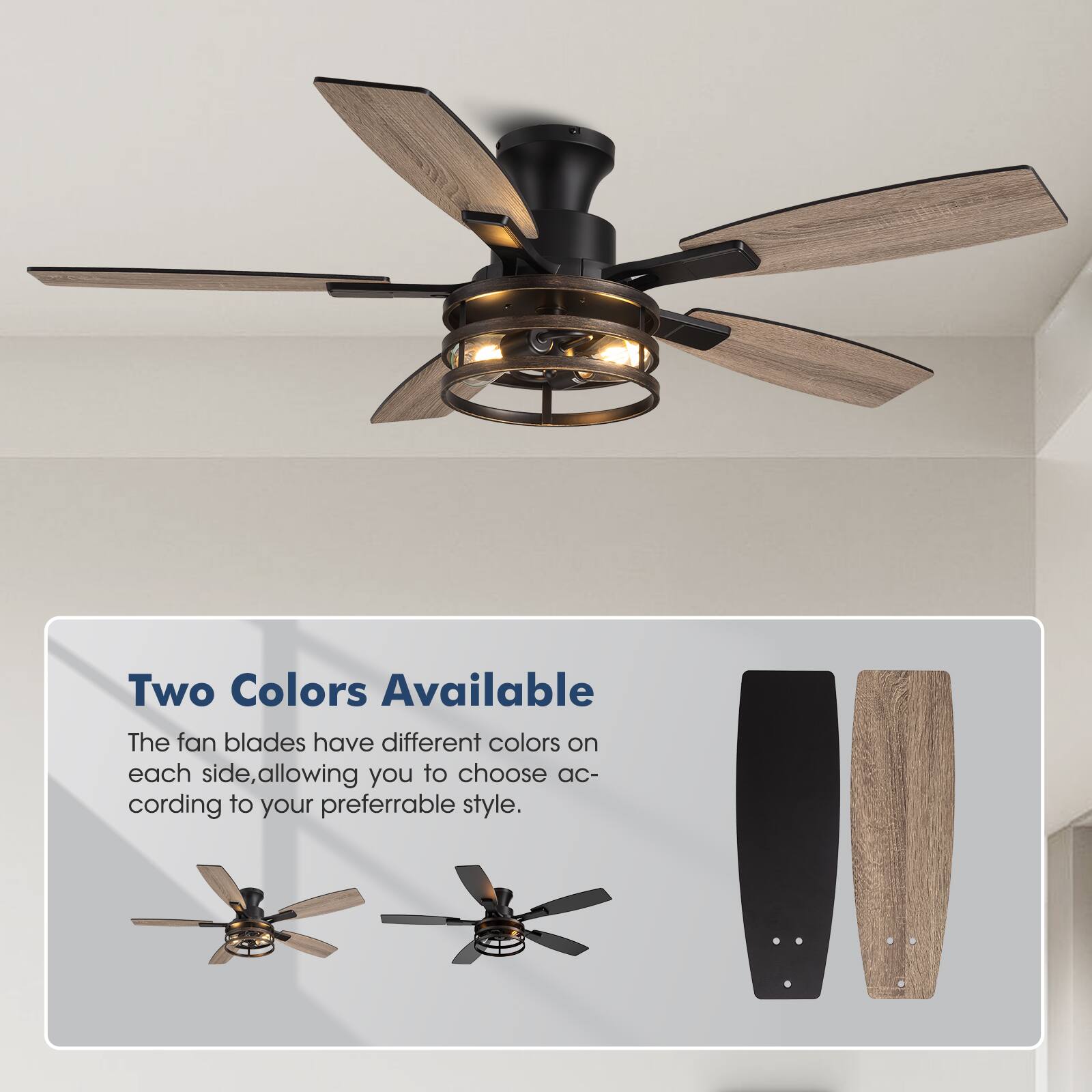 Two Colors Available

The fan blades have different colors on each side, allowing you to choose according to your preferable style.