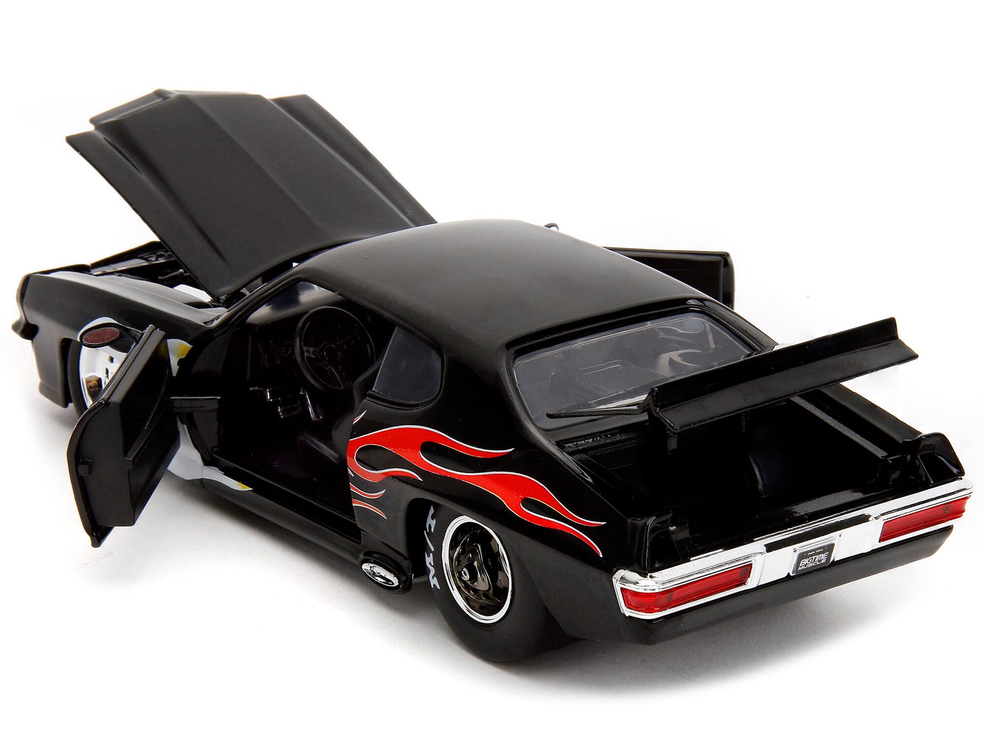Alt View 4. Jada - 1971 Pontiac GTO Black with Flame Graphics "Bigtime Muscle" Series 1/24 Diecast Model Car by Jada.
