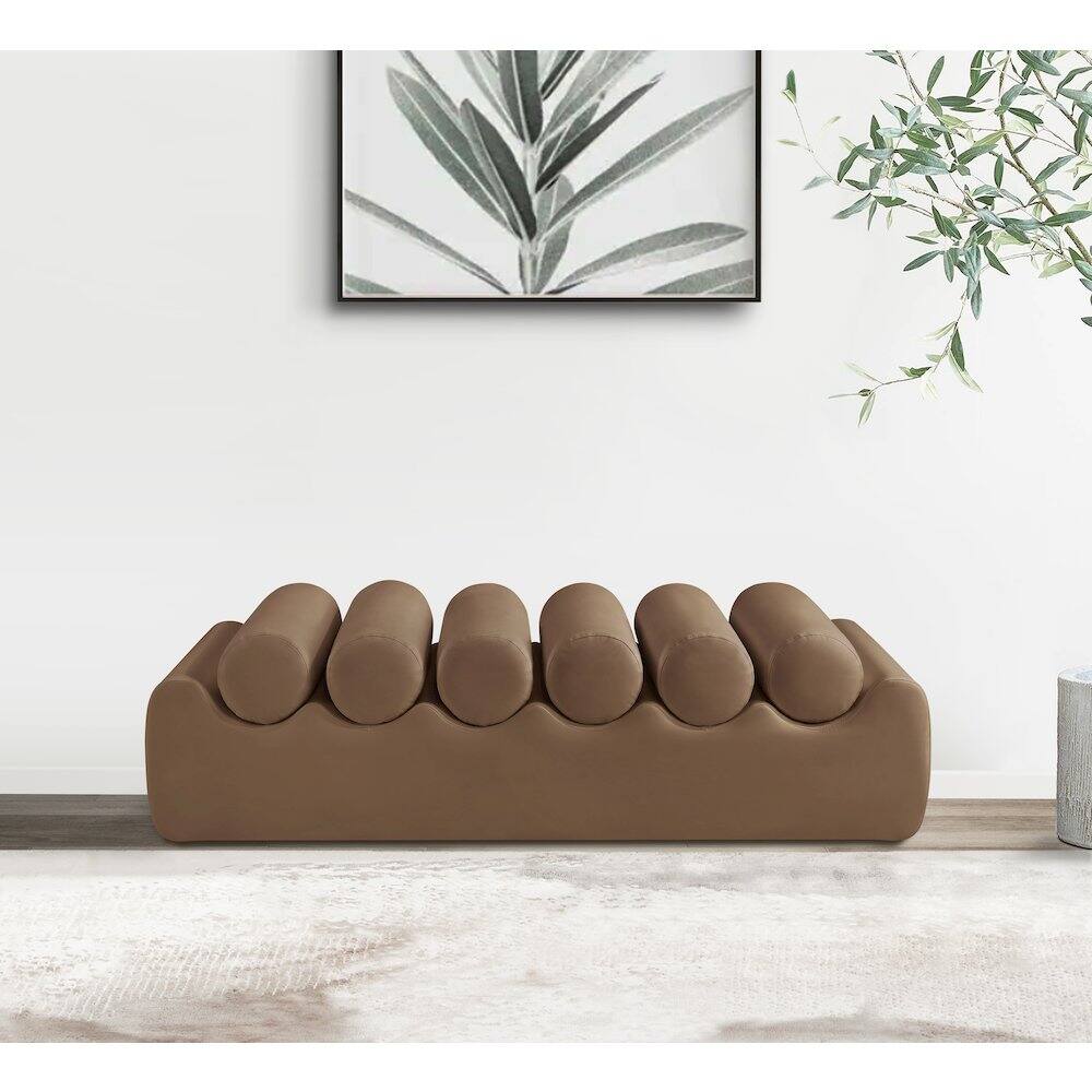 Alt View 1. Meridian Furniture - Rumble Brown Vegan Leather Bench - Brown.