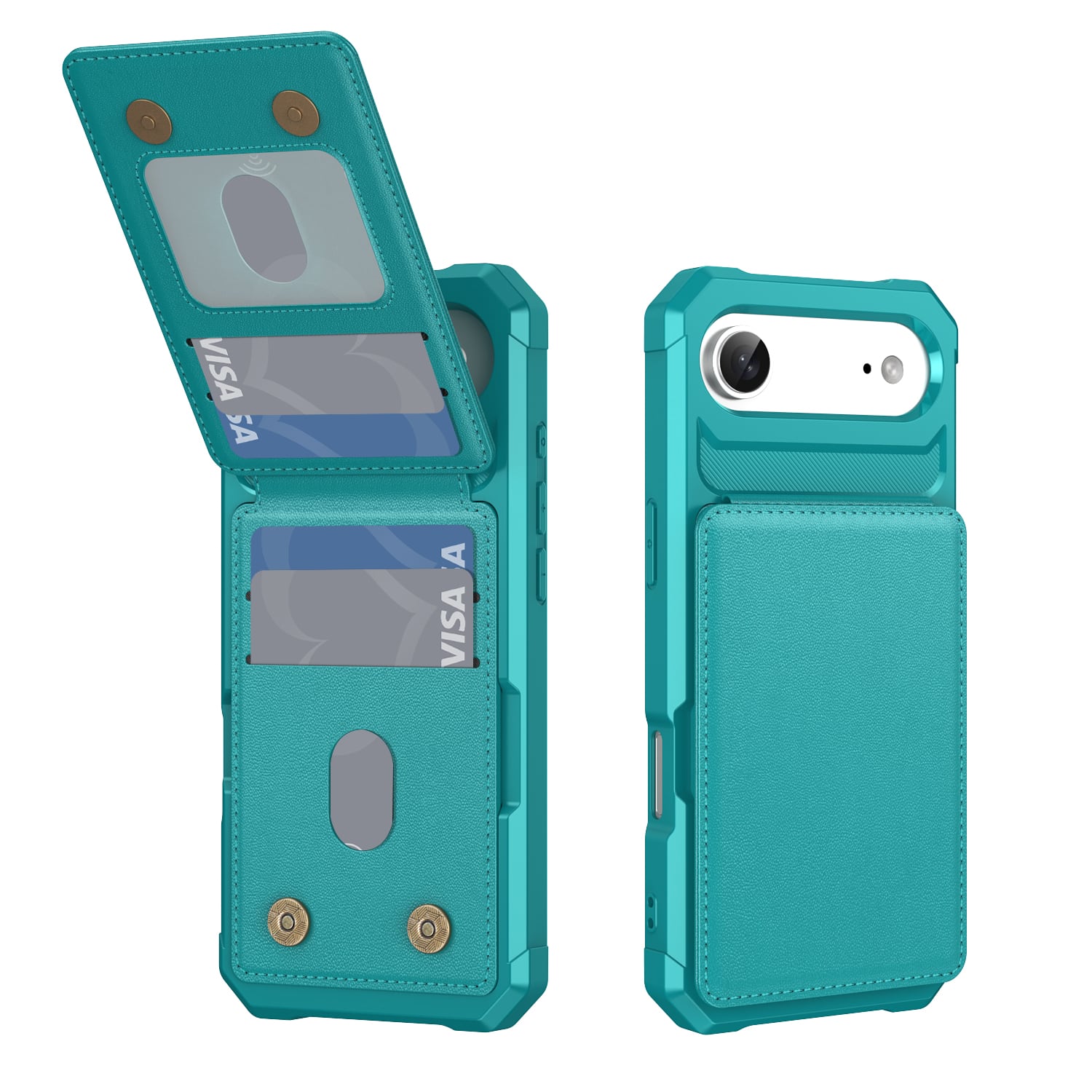 Dteck - Magnetic Closure Credit Card Holder Slots Stand Function Rugged Wallet Case For Apple iPhone Air - Green