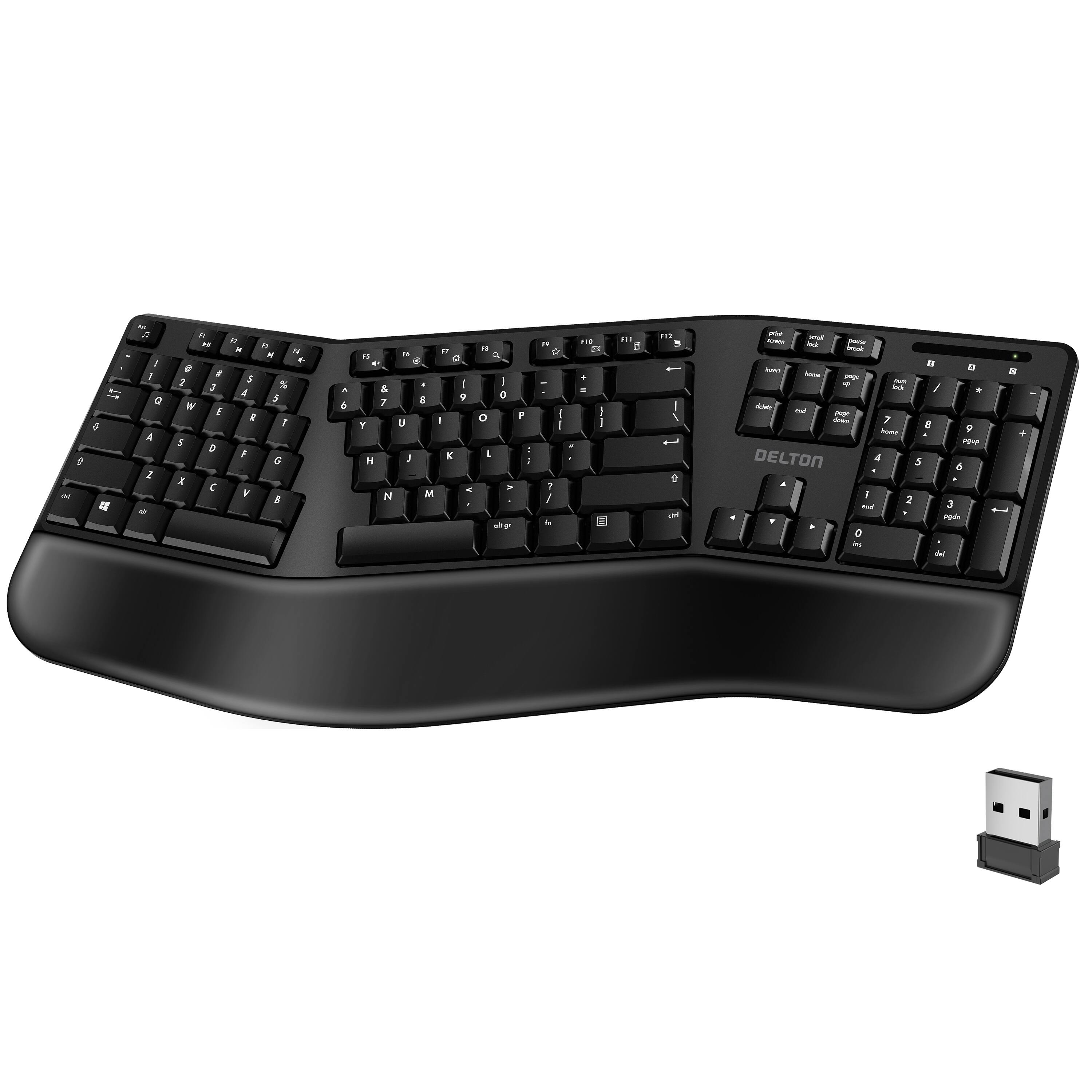 Delton - KB200 Wireless Ergonomic Keyboard (DKBERG24G8-WB) - Black