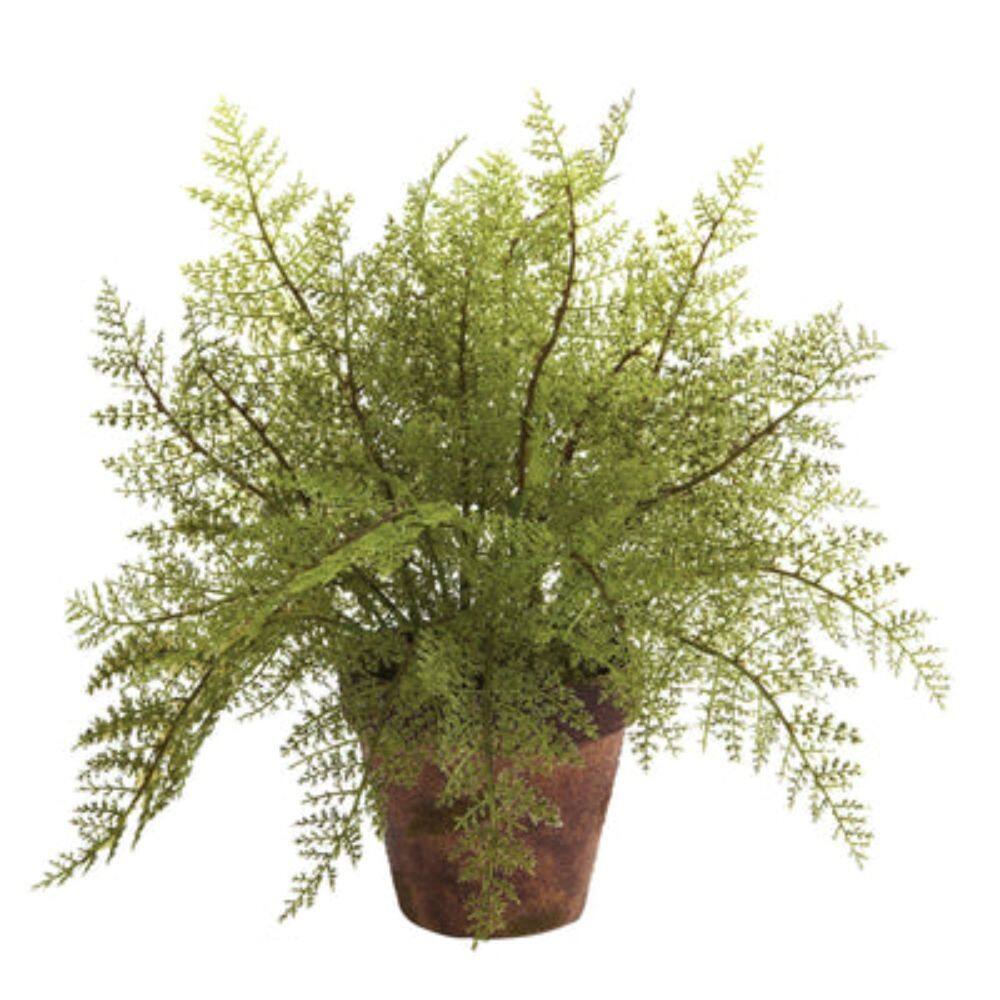 Left. BreeBe - 12" Fern w/Decorative Planter (Set of 2) - Green.