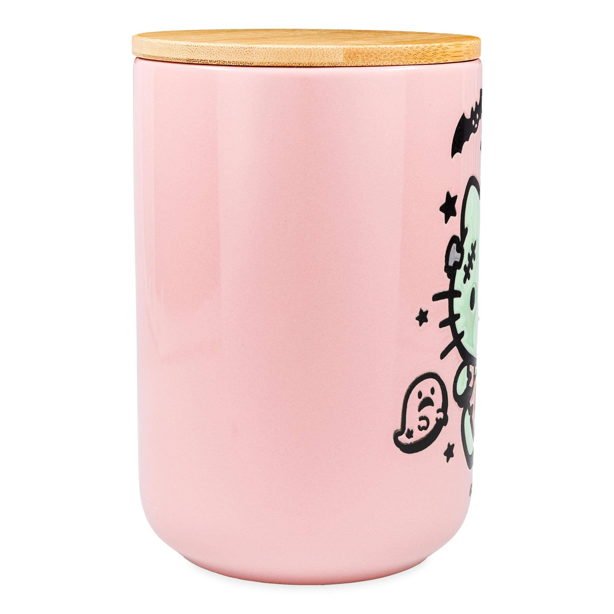 Alt View 1. Silver Buffalo - Sanrio Hello Kitty Frankenkitty 6.5-Inch Ceramic Snack Jar With Bamboo Lid - Pink.