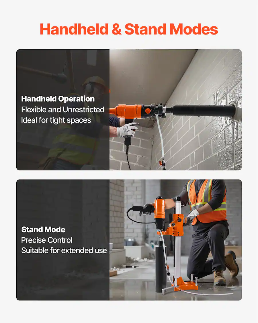 Portable Core Rigs VEVOR Diamond Core Drilling Machine, 8 in Drilling Diameter, 2 in 1 ...