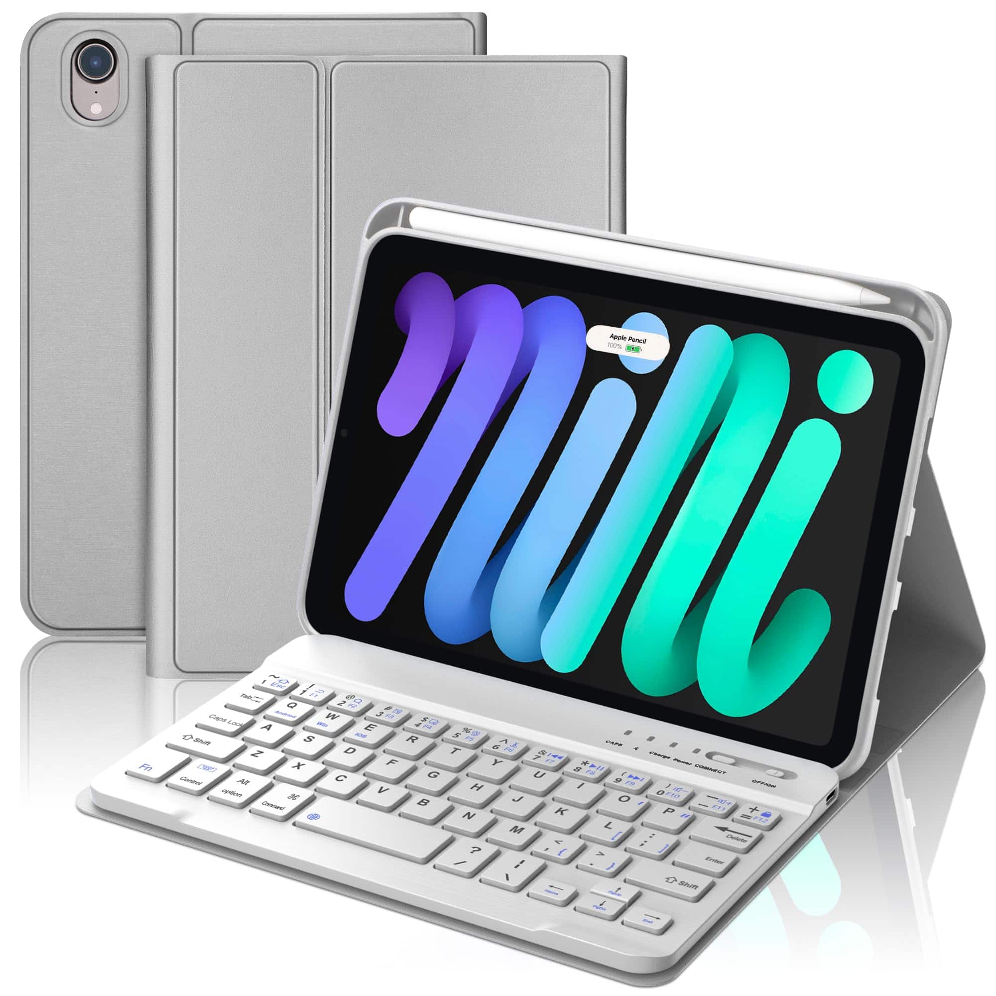 Pacoar Cade - Ipad Mini 7th (a17 Pro 2024) Case For 6th Gen2021-8.3in Wireless Keypad A17 8.3'' With Pen Slot Smart Cover Mini-7/6 - Gray