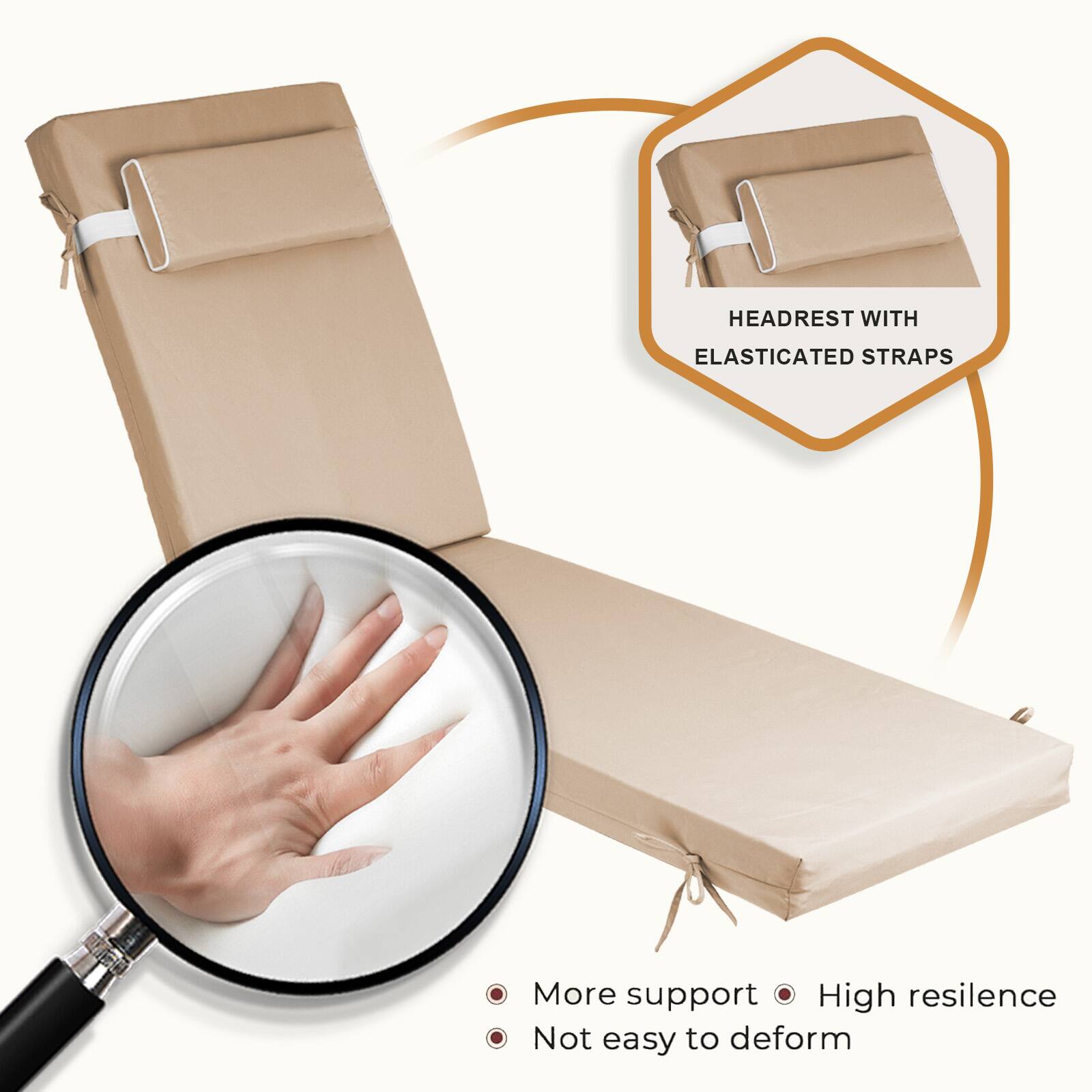 HEADREST WITH ELASTICATED STRAPS

- More support
- High resilience
- Not easy to deform