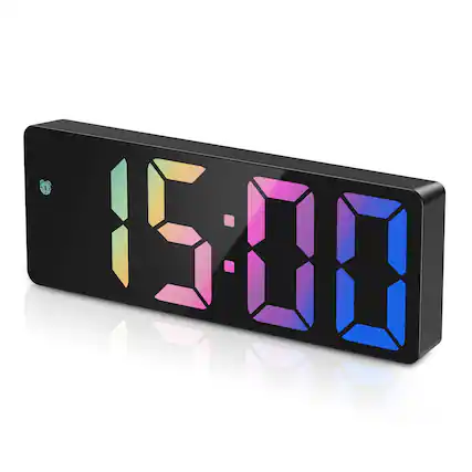 Front. Dazzed Corner - Digital Alarm Clocks for Bedrooms, LED Digital Clock - Colorful.