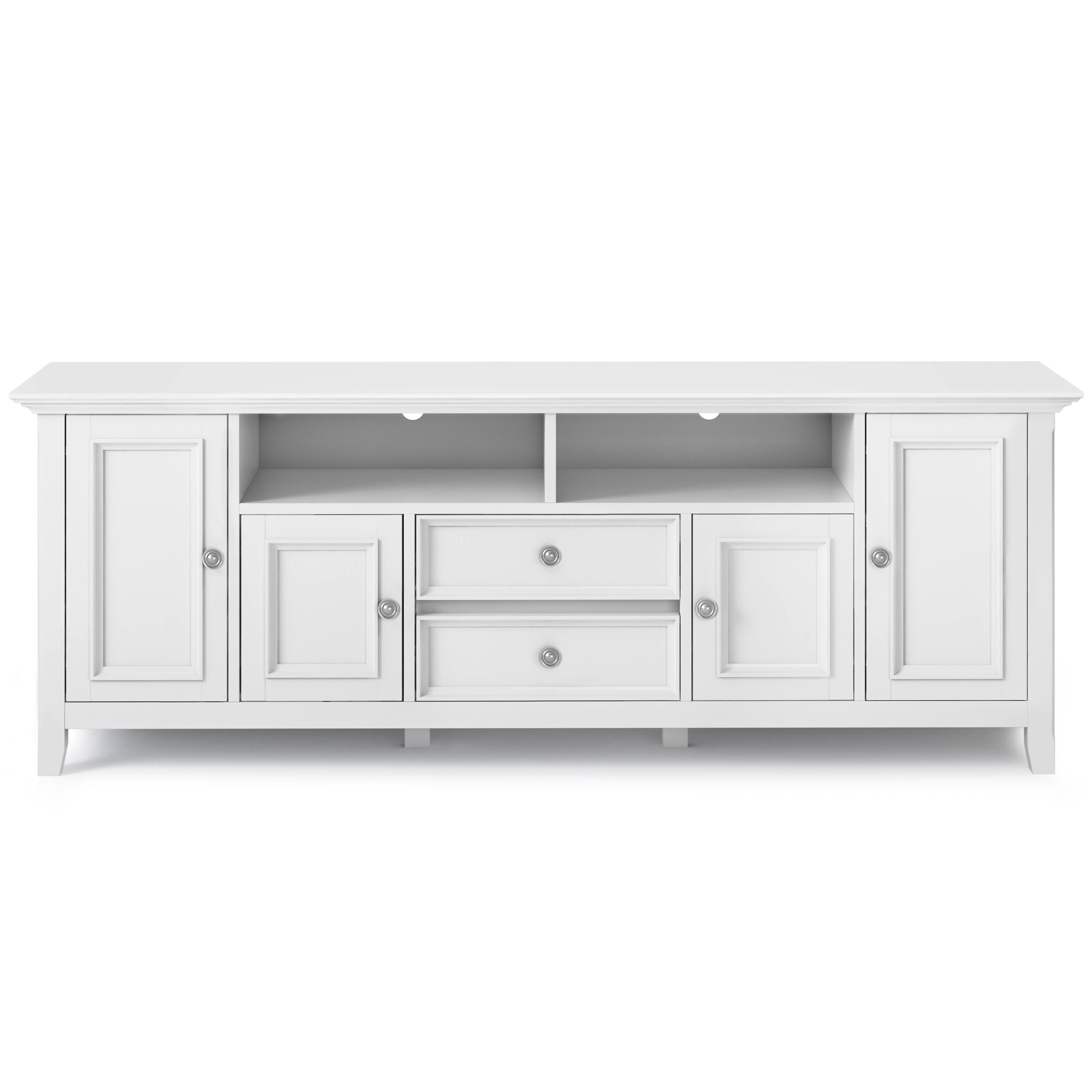 Alt View 7. Simpli Home - Amherst 72 inch Solid Wood TV Media Stand in White - White.