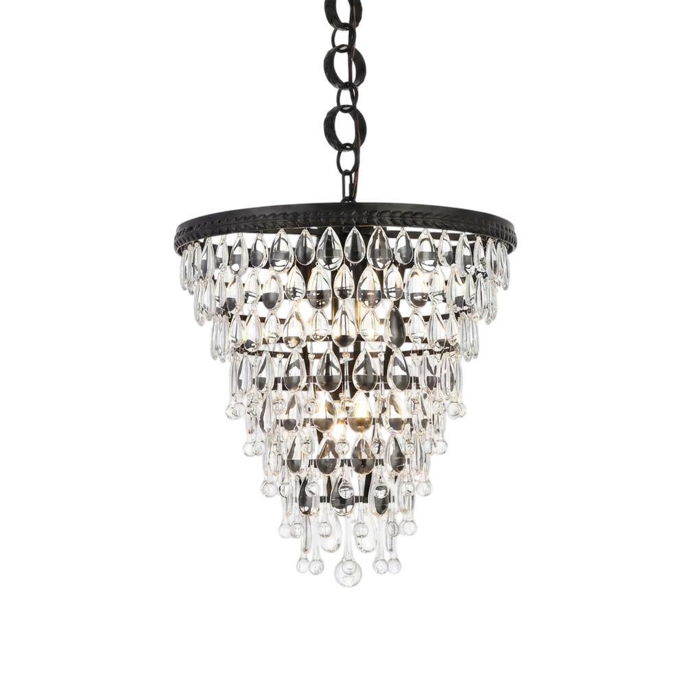 Elegant Lighting - Nordic 5 lights black pendant - Black And Clear