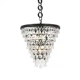 Elegant Lighting - Nordic 5 lights black pendant - Black And Clear