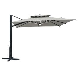 Mondawe - 10x10ft Cantilever Patio Lighted Umbrella with 360° Rotation, DIY Drape Hook - Gray