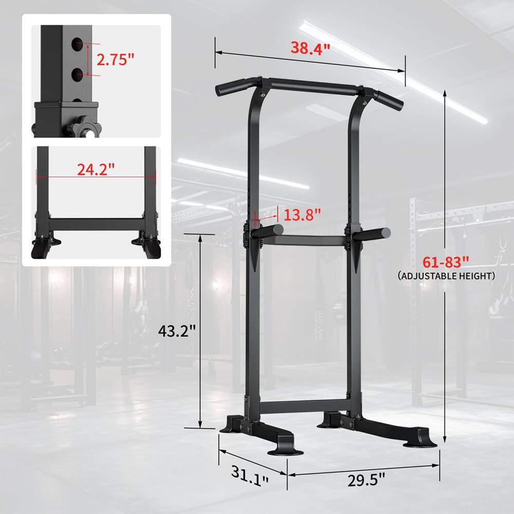 2.75", 24.2", 13.8", 38.4", 61-83" (ADJUSTABLE HEIGHT), 43.2", 31.1", 29.5"