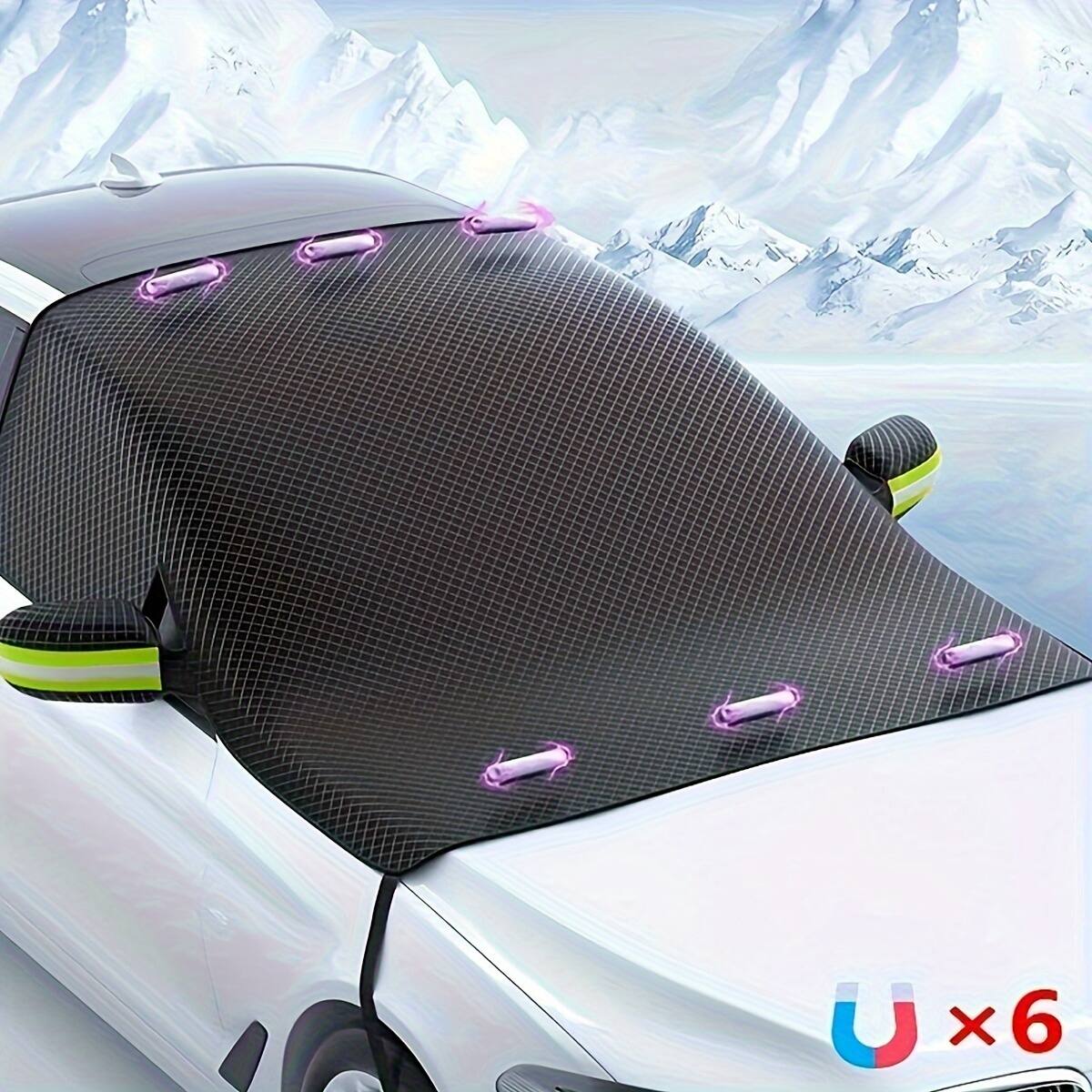 Acteck - Magnetic Windshield Snow Cover with Side Panel & Mirror Protectors, Universal Large Frost Shield for Car, SUV & Truck - Black