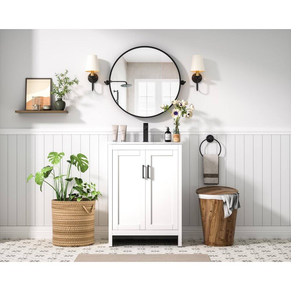 Alt View 9. Elegant Kitchen and Bath - Finnley 24 Inch Single Bathroom Vanity In White - White.
