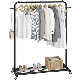 Hirose Alice - Sywhitta Clothes Rack on wheels Clothing Rack with Bottom Mesh Storage Shelf Sturdy Metal Frame Rolling - Black