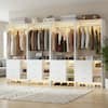 Front. Aheaplus - 10FT Large Closet System 4-Piece Set with 12 Drawers, 118'' Walk-in Closet Organizer with Hanging Rods for Closet - White.