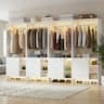 Aheaplus - 10FT Large Closet System 4-Piece Set with 12 Drawers, 118'' Walk-in Closet Organizer with Hanging Rods for Closet - White