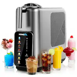 Homevol - 7-in-1 Frozen Drink Maker – Ice Cream, Slushie, Milkshake, Smoothie, No Pre-Freezing, Compressor,Dishwasher-Safe - Silver