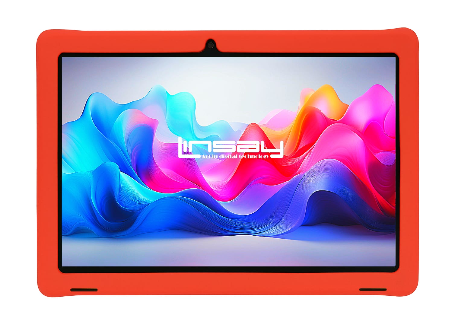LINSAY - 10.1"Octa Core 128GB Storage Android 15 Tablet with Kids Defender Case - Red
