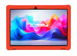 LINSAY - 10.1"Octa Core 128GB Storage Android 15 Tablet with Kids Defender Case - Red