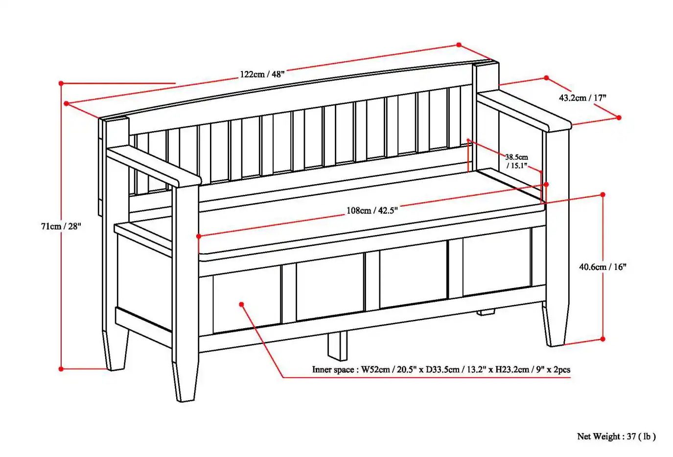 Alt View 13. Simpli Home - Brooklyn Entryway Storage Bench - Farmhouse Grey.