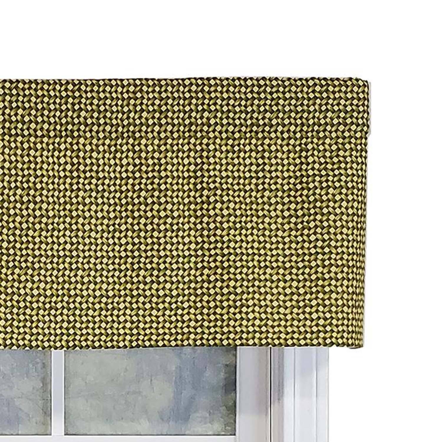 Left. RLF Home - RLF Home Cabana Trellis Window Treatment Tailored Valance 3" Rod Pocket 50" x 14" Yellow - Yellow green.