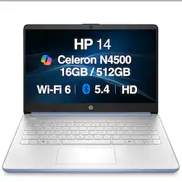 HP - Upgraded - 14 Everyday Value Laptop 14.0 HD HD Display (Intel Celeron N4500, 16GB DDR4, 512GB PCIe SSD, Win 11 Pro) - Sky Blue
