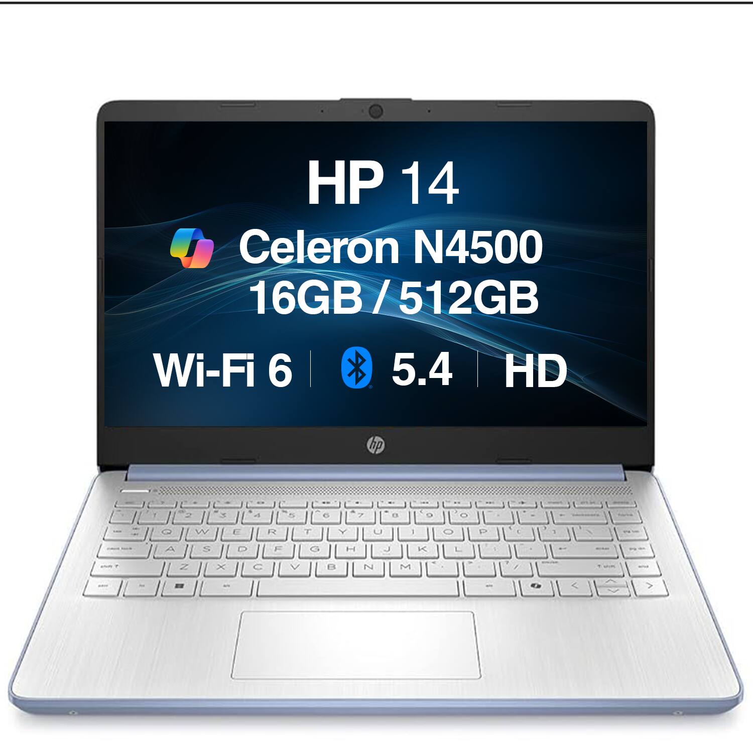 HP - Upgraded - 14 Everyday Value Laptop 14.0 HD HD Display (Intel Celeron N4500, 16GB DDR4, 512GB PCIe SSD, Win 11 Pro) - Sky Blue