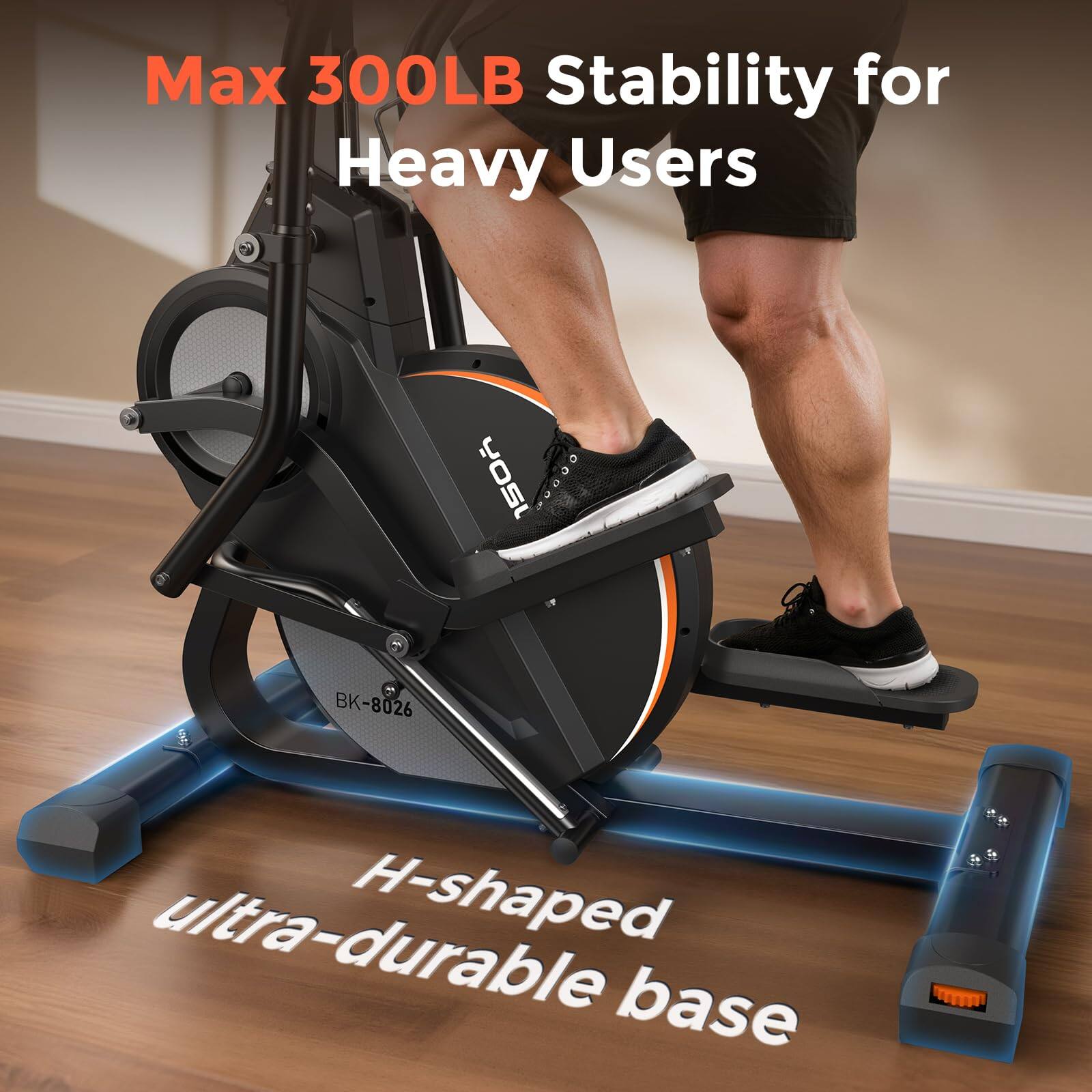 Max 300LB Stability for Heavy Users  
150 BK-8026 ultra-durable H-shaped base
