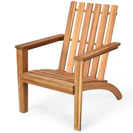 Costway - Patio Acacia Wood Adirondack Chair Lounge Armchair sturdy Outdoor Garden Yard - Brown