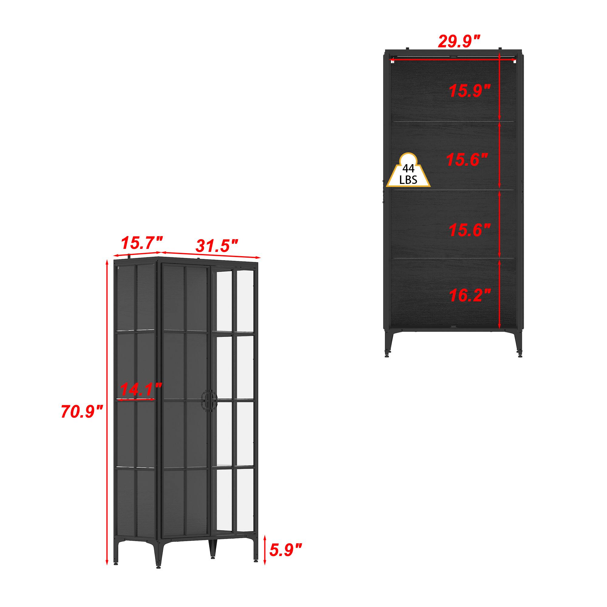 29.9", 15.9", 44 LBS, 15.6", 15.7", 31.5", 15.6", 16.2", 14.1", 70.9", 5.9"