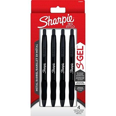 Sharpie - S-Gel Metal Retractable Gel Pen, Medium Point, Black Ink, 4/Pack (2153578)