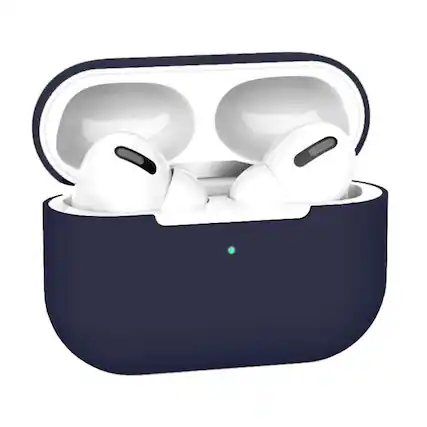 Front. Home Collection - Premium Silicone Case Cover for Apple AirPods Pro - Navy Blue.