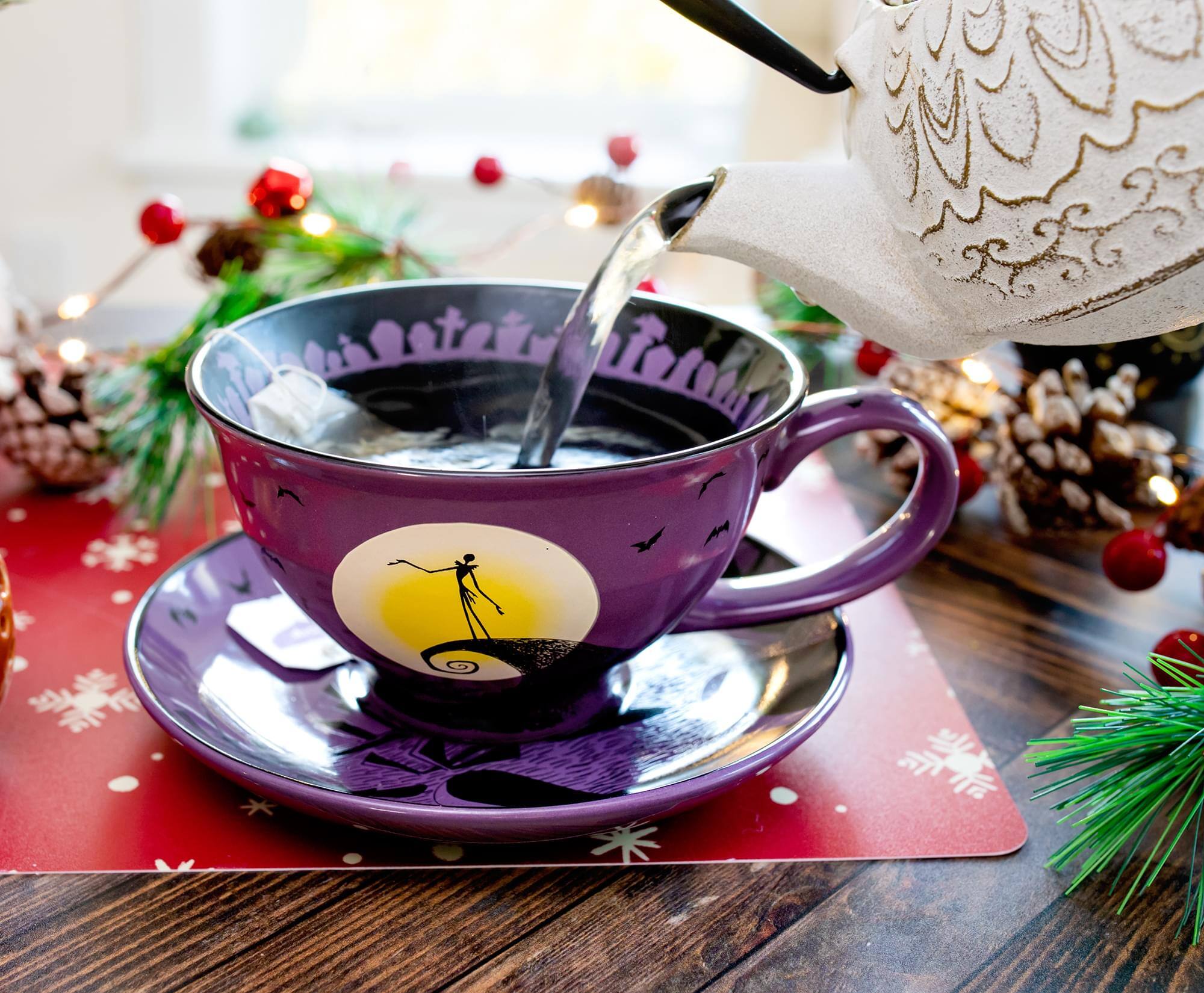 Alt View 5. Disney - Disney The Nightmare Before Christmas Spiral Hill Ceramic Teacup and Saucer Set - Purple.