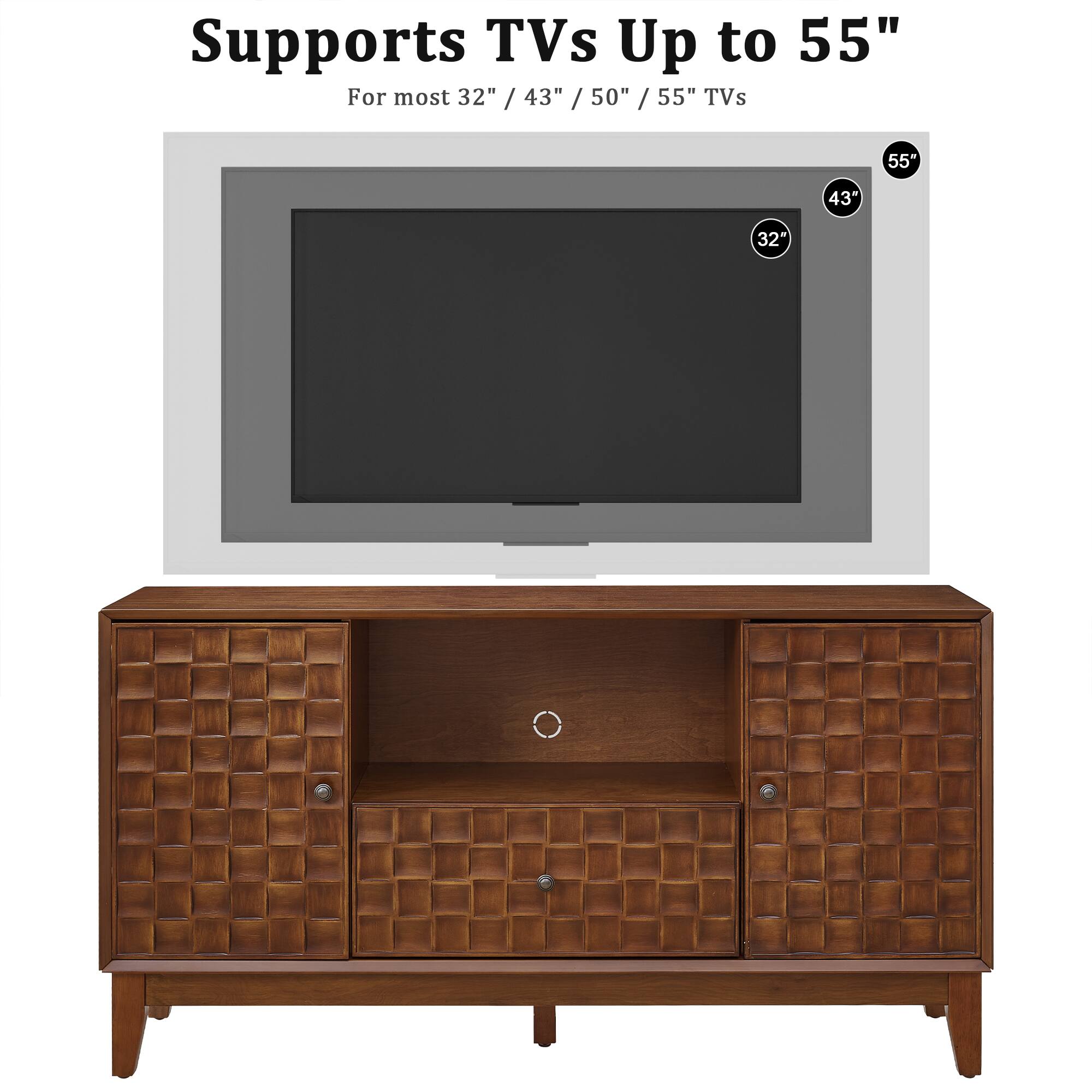 Supports TVs Up to 55"  
For most 32" / 43" / 50" / 55" TVs