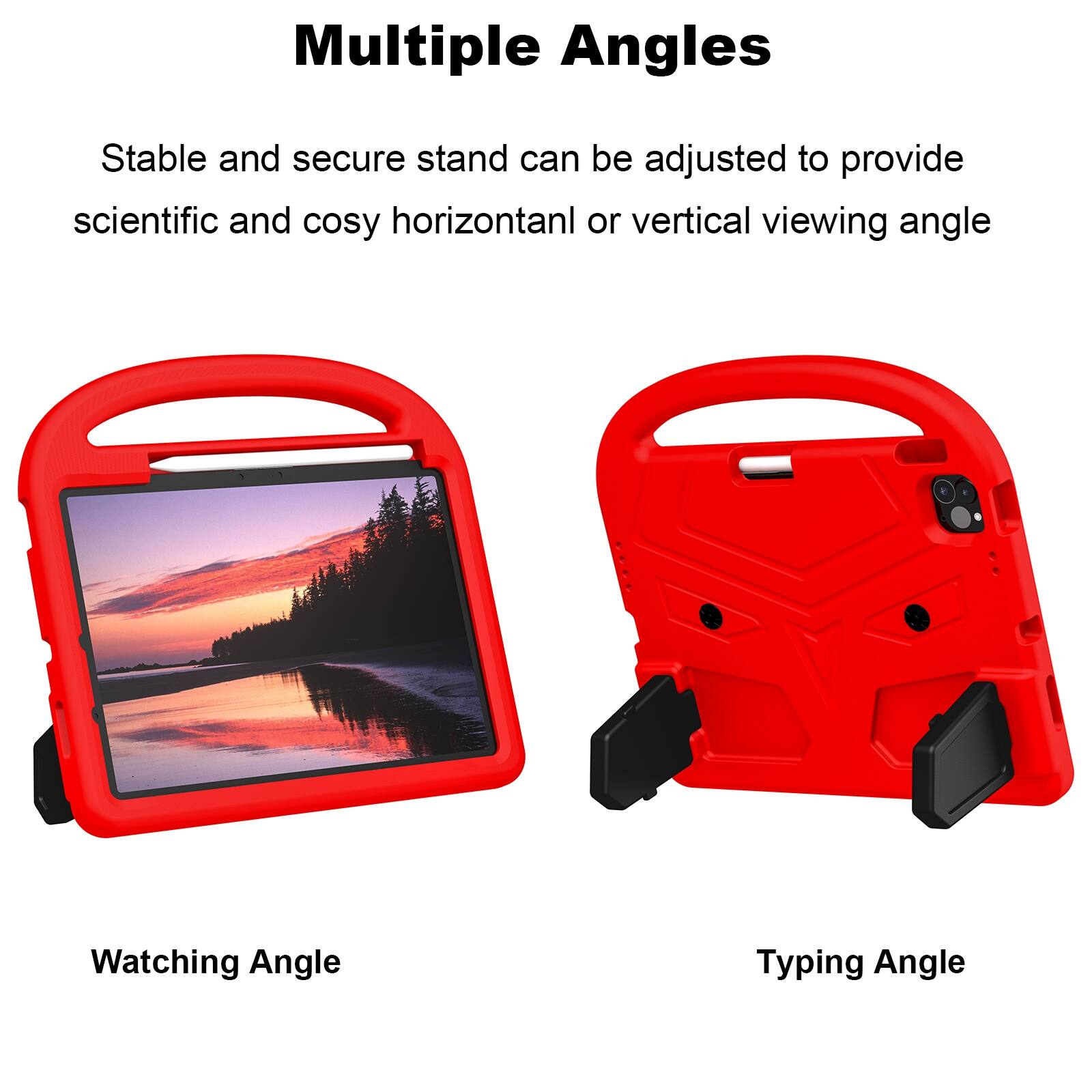 Multiple Angles

Stable and secure stand can be adjusted to provide scientific and cosy horizontal or vertical viewing angle

Watching Angle

Typing Angle