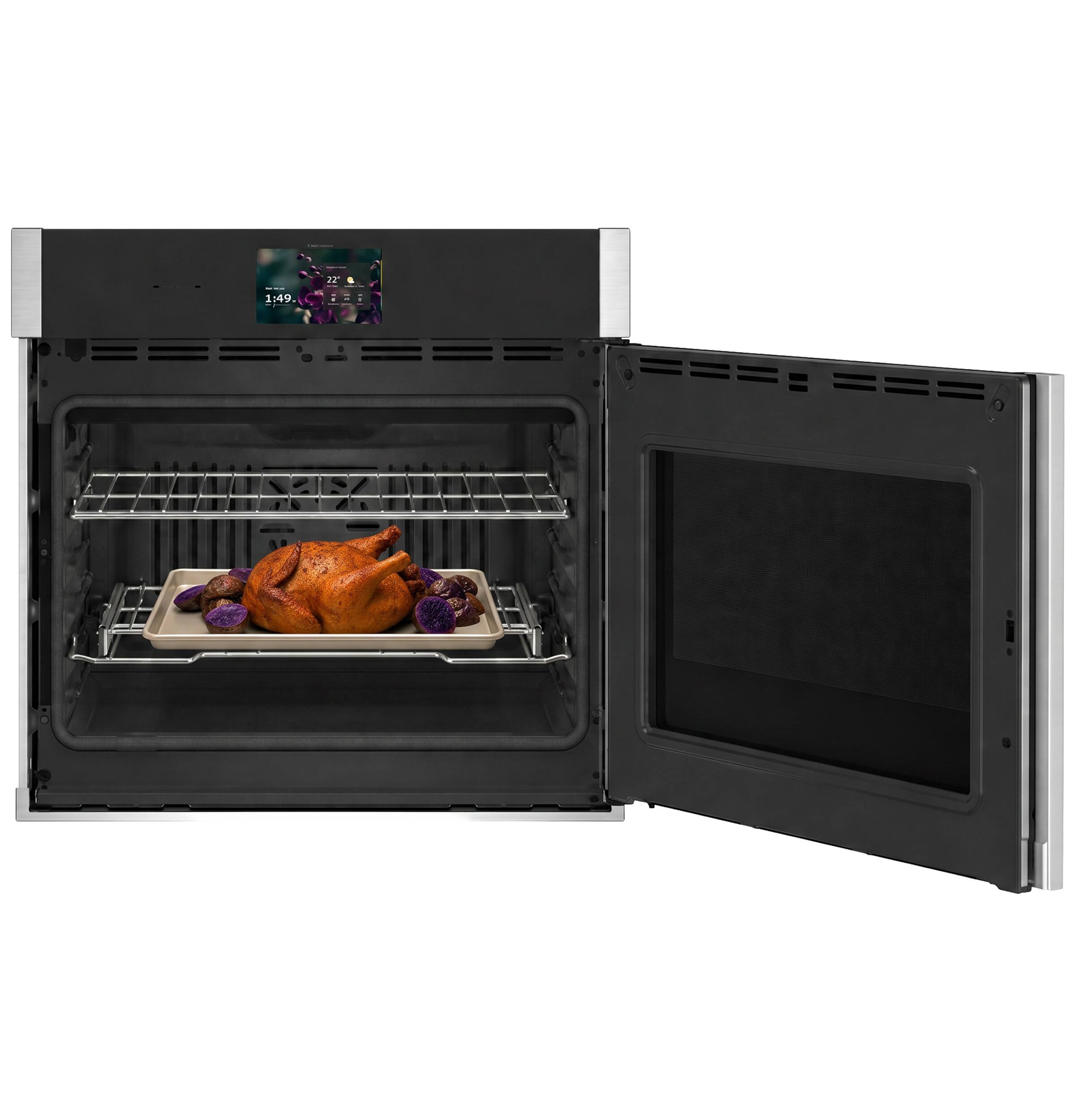 Alt View 15. GE Profile - 30" Smart Built-In Single Electric True European Convection Wall Oven with Air Fry and Right-Hand Side-Swing Door - Stainless Steel.