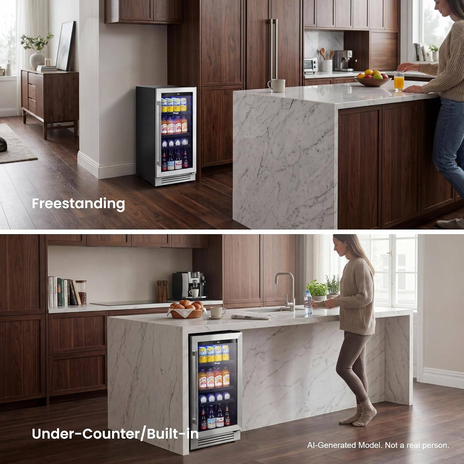 Freestanding  
Under-Counter/Built-in  
AI-Generated Model. Not a real person.