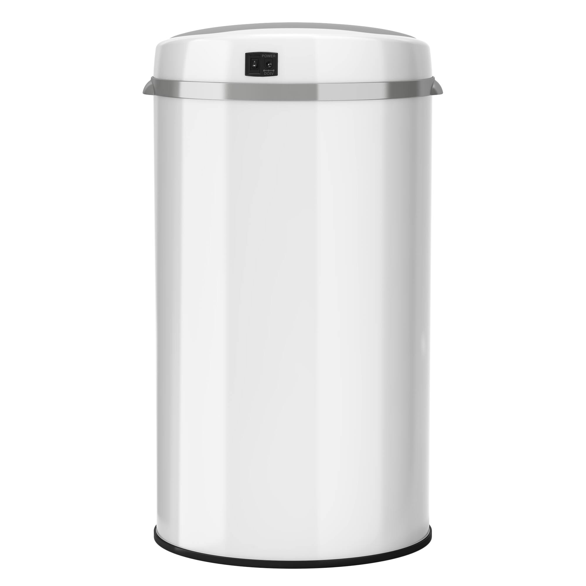 Alt View 17. iTouchless - 8 Gallon Touchless Sensor Trash Can with AbsorbX Odor Control System, White Stainless Steel Round Shape Kitchen Bin - Pearl White.