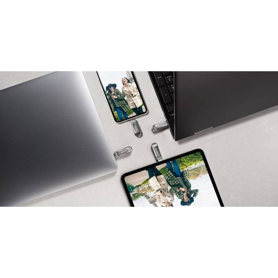 Alt View 1. SANDISK - USB Type-C  Flash Drive - 128G - Stainless Steel.