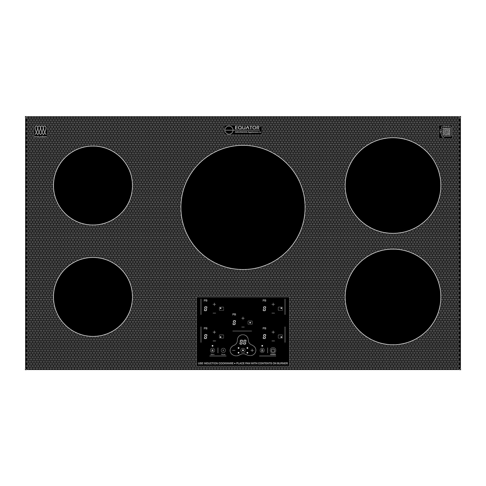 Equator - 36" Built-In 5 Burner Induction Cooktop POWER BOOST Keep Warm 240V/9600W - Black